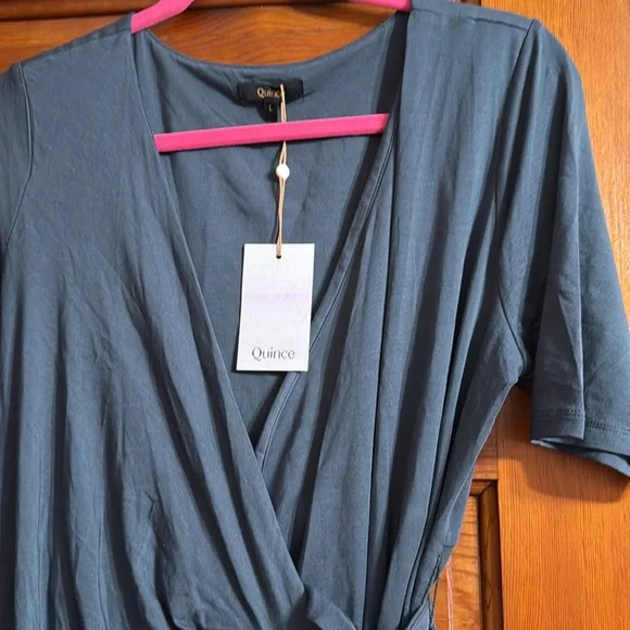 NWT QUINCE tencel maternity &nursing wrap dress. Dark Olive - multiple sizes - Picture 2 of 8